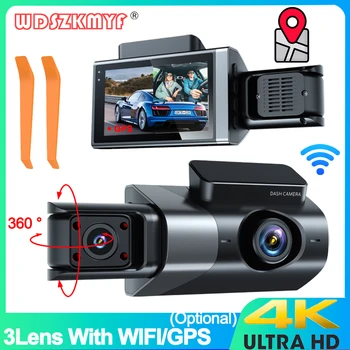 4K Priekinio ir Galinio vaizdo Kamera, skirta Transporto GPS Brūkšnys Cam Automobilių 3Lens WIFI, Automobilių Dvr Vaizdo įrašymo Stovėjimo Stebėti Automobilių Assecories