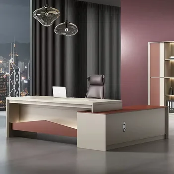 Bosas stalas, high-end šviesos prabangių biuro baldų, didelių klasė stalas, vieno pareigūno stalas, vadovo stalas ir kėdė
