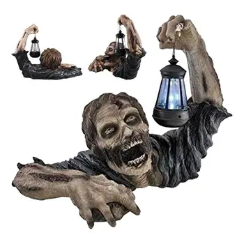 Helovinas Nuskaitymo Zombie Žibintų Statula Dervos Amatų Baterijomis, Kaukolė Papuošalai Žėrintis Dvasios Lempa Rankoje Sodo Statulėlės