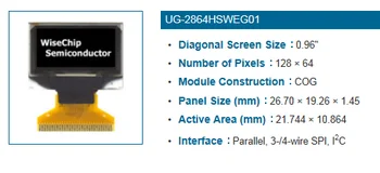0.96 colių OLED balta,mėlyna,geltona ir mėlyna SSD1306 30 pin 128*64 taškinės matricos ekranas