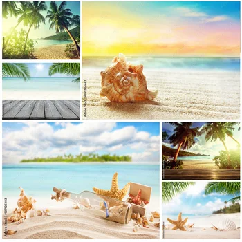 Tropiniai Jūros Paplūdimys, Palmių Medžių Fotografijos Foną, Gamtos Vaizdingos Foto Backdrops Photocall Foto Studija 211227-HHB 07