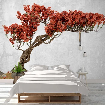 Kinijos Stilius Paprastas, Elegantiškas Tapetai, 3D Gėlė, Medis Sienų Tapyba-Freskos Lipdukas už Kambarį Dekoro Miegamasis Namų Tobulinimas