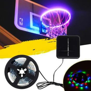 Saulės LED Krepšinio Lankai Žibintai 8 Rūšių Spalvotų Vandeniui Reguliuojamas Ryškumas LED Krepšinio Ratlankio Žibintai