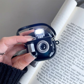 Korėjos Mielas 3D Retro Juoda Kamera, Ausinės, Minkštas Atveju, Samsung Galaxy Pumpurai Gyventi Su Pakabukas Atveju 