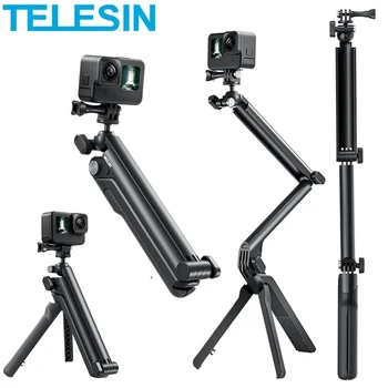 TELESIN 3 būdais Selfie Klijuoti su Trikoju rankenos Polių iPhone 14 15 GoPro 11 12 Insta360 X3 DJI Veiksmų 3 4 Kameros Priedų
