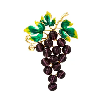 Naujas Mados Kūrybos Vynuogių Krūties Adata Lydinio Naftos Nuleisti Žalia Violetinė Vaisių Neckpin Papuošalai, Aksesuarai
