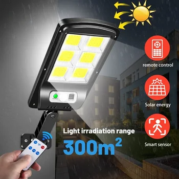 LED Pažangus Sensorius Saulės Įkrovimo Gatvės Sodas, Šviesos, Lauke, 3 Režimai, Nuotolinio Valdymo Sienos Lempos IP67 120COB