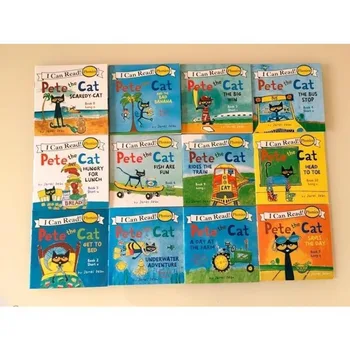 12 Knyga/Set Galiu Skaityti Pete Katė Knygų Rinkiniai Anglų Kalba Vaikams Nuotrauką Istorija, Knygų, Švietimo Žaislai Vaikams Kišenėje Skaitymo Knyga