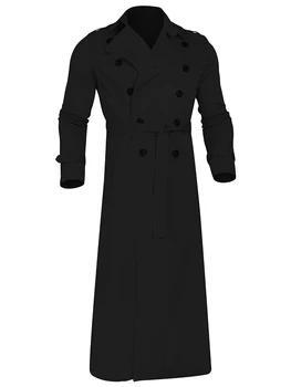 Jemeigar moteriški Negabaritinių Juostinės Tranšėjos Paltai Atsitiktinis Švarkelis Atvartas Ilgai Striukės Paltai su Dvigubo Breasted Dizainas