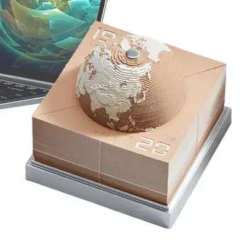 Žemės Kalendoriaus 3D Kalendorius Popieriaus Drožyba Meno Memo Pad Rip-Toli Popieriaus Drožyba Lipni Skulptūra Popieriaus Žemės Modelį 