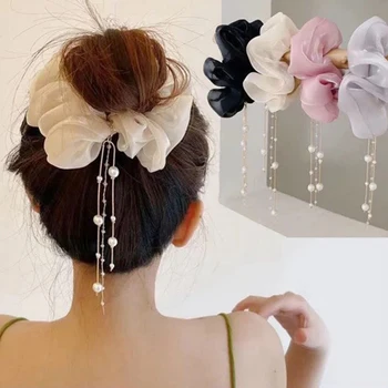 Siūlai Gėlių Plaukų Juostelės Elastingas Plaukų Juostos Pearl Kutas Plaukų Scrunchie Pagalvės, Galvos Virvę Moterų Plaukų Juostos Hairband Priedai