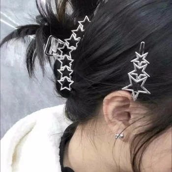 Harajuku Tuščiaviduriai Star Pentagram Meilė Širdies Plaukų Letena Saldus Kietas Žavesio Plaukų Įrašą Kaiščiai Moterų Estetika Y2k Plaukų Aksesuarai