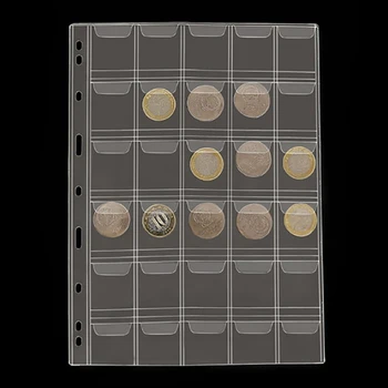 1 Lapas 30 Kišenės Plastikinės Monetos Turėtojų Saugojimo Surinkimo Pinigų Albumą Atveju