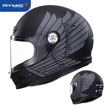 Originalus Originali RYMIC Visą Veidą Motociklo Šalmas Lenktynių Casque Moto ABS Lengvas Derliaus Cascos Para Moto Capacetes DOT ECE