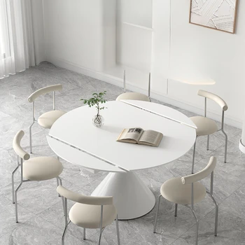 Kreminės stiliaus vaiskiai balta matinė šiferis, valgomasis stalas swivel ištraukiama lyginimo valsas valgomasis stalas aikštėje turas dvejopos paskirties lentelė