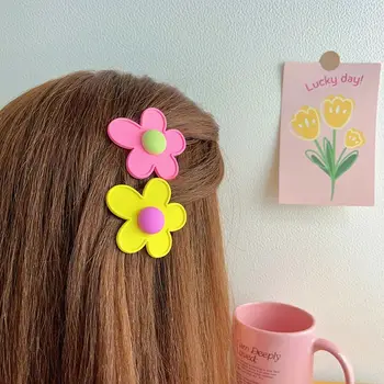 Gėlių Plaukų Clips korėjos Stiliaus Plastiko Candy Spalva Barrettes Moterų Pusėje Kirpčiukai Plaukų Įrašą Moterims