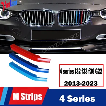 Dėl 2014-2018 m. BMW 4 serijos F32 F33 F36 420i 425i 428i 430i 435i 440i 3D M motorsport Priekinės Grotelės, Juostelės, grotelės Padengti Lipdukai