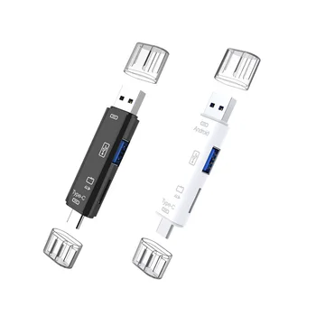 5 In 1 USB 2.0 Tipas C/USB /Micro-USB/TF/SD Atminties Kortelių Skaitytuvą, OTG Kortelių Skaitytuvo Adapteris Mobiliųjų Telefonų Priedai