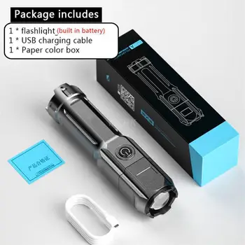 Galingas LED Žibintuvėlis Lauko Nešiojamų Taktinis Žibintuvėlis USB Įkrovimo Vandeniui ABS Priartinimas Paryškinti Šviesos Kempingas