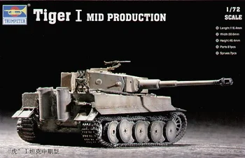 Trimitininkas 07243 1/72 Mastelis German Tiger I Tanką Viduryje, gamybos Statinių Modelio Rinkinys, skirtas Surinkti TH05687-SMT2
