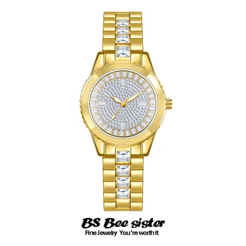 BS Naujų Laikrodžių Šviesos Prabangos Visą Deimantų Prekės ženklo Moterų Žiūrėti Kvarciniai Laikrodžių Mados