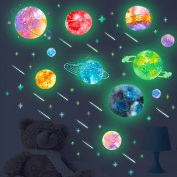 Šviesos Planetos Spalva Kosminės Siena Lipdukas, skirtas Miegamasis svetainė Vaikų Kambarys Kūrybos Apdailos Lipdukai Tamsoje