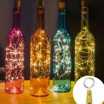 5vnt 2m Juostą, LED vyno butelio kamščio string žibintai atostogų apdailos girliandą vyno butelis pasakų žibintai Kalėdų varinės vielos žibintai