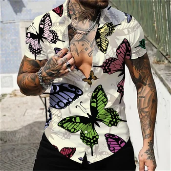 Vyriški Marškiniai Vasaros Havajų Marškinėliai Gėlių Grafikos Spaudinius Turndown Black Green Street Atsitiktinis trumpomis Rankovėmis, Mygtuką Žemyn Spausdinimo Medžiaga