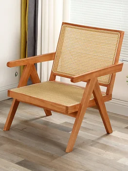 Pritaikyti medžio masyvo kėdė, sofa Šiaurės Japonų stilius paprastas tingus sofa laisvalaikio kėdė, restoranas, B&B rotango kėdė