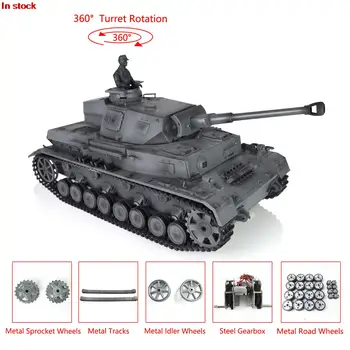 1/16 HENG LONG 7.0 Individualų Panzer IV F2 RTR RC Bakas 3859 Metalo Ratų BB Granulės 360 Sukimosi Bokštelis Dūmų Vienetas TH17417