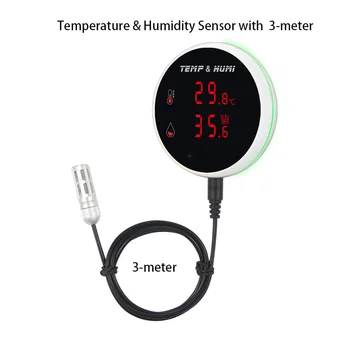 Tuya WIFI Temperatūros ir Drėgmės Jutiklis 1Meter ar 3meter Išorės Jutiklis Vielos Aptikti -40° iki +120°C App Nuotolinio Stebėjimo