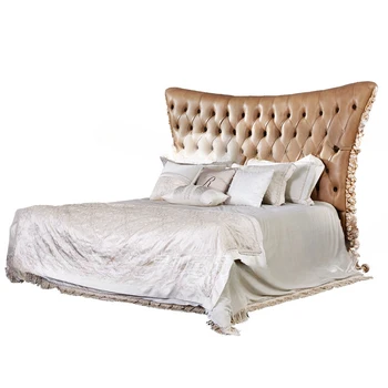 Prabanga dvigulė lova villa baldai užsakymą 1.8 m, miegamasis vestuvių lova Europos stiliaus medžio masyvo lova