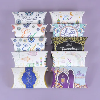 Įvairių Stilių 10vnt Pagalvės Forma Ramadanas Saldainių Dėžutė Kraft Popieriaus Dovanų Dėžutėje Islamo Musulmonų Eid Mubarakas Džiaugtis Festivalio Šalies Prekių