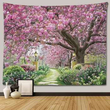 Cherry blossom dekoratyvinis siuvinėjimas Namų puošybai Miegamasis kraštovaizdžio Didelis audinio Sienos kabo 