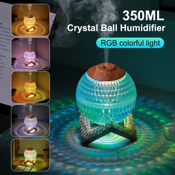 Crystal Ball Drėkintuvas Patalpų 350ML Didelis Vandens Bakas Oro Drėkintuvas Su 6H Laikmatis RGB Aplinkos, Šviesos, Home Office Bendrabučio