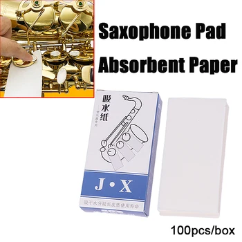 100vnt/Box Saksofonas Trinkelėmis Absorbentas Popieriaus Klarnetas, Fleita Obojui Fagotui Sticky Pad Woodwind Priemonė, Valymo Priežiūros Popieriaus