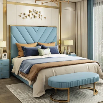 Prabanga lova internete celebrity šiuolaikinės paprasta Amerikos aukštos kokybės miegamojo prabanga lova dvigubos vestuvės lova