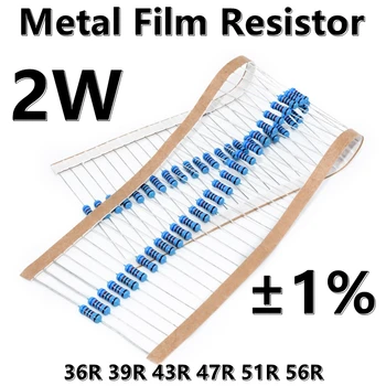 (20pcs) 2W Metalo Kino Rezistorius 1% penkių spalvų žiedas precision resistor 36R 39R 43R 47R 51R 56R