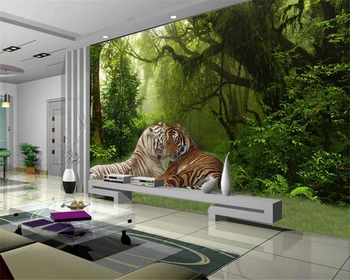 Beibehang Užsakymą Tapetai Gyvenimo Kambario, Miegamasis Fone 3d Tapetai Miško Tigrų Džiunglės Sofa-lova, TV Foną, Sienos tapetai