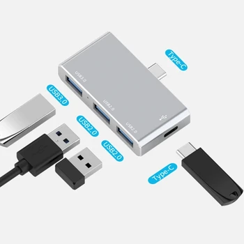USB 3.0-2.0, Tipas C Hub 4 In 1 Multi-port Docking Station Splitter Mini Cinko Lydinys USB 3.0 Hub Didelės Spartos Adapteris, Skirtas PC
