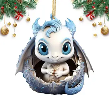 2D Akrilo Mielas Animacinių filmų Automobilio Pakabukas Dragon Ornamentu Naują Kalėdų Dragon Baby Kalėdų Švenčių Dekoro priedai