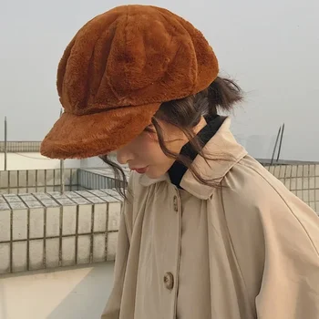 Moterų Mados Storio Rudenį, Žiemą Šilta Beretės Minkštas Skrybėlės Kietas Paprasto Aštuoniakampis Newsboy Kepurės Derliaus Skrybėlės Aksesuaras Kūrybos Dovanos