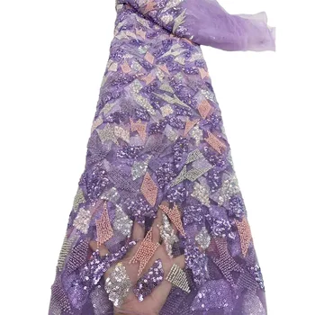 Puošnios Nėrinių Audinio Prabangus Rankų Darbo Krištolo Karoliukai Vestuvių Suknelė Aukštos Kokybės Nigerijos Tiulio Tinklelio Juodos Spalvos Blizgučiais 