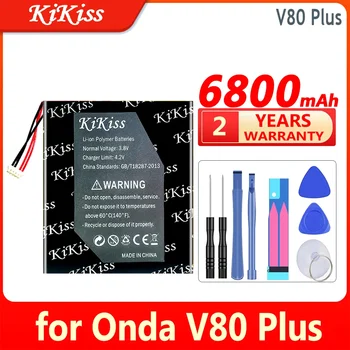 KiKiss Baterija V80 Plius (5-Laido Kištukas) 6800mAh už Onda V80Plus OC801 OI100 V80SE OI101 Didelės Talpos Bateria