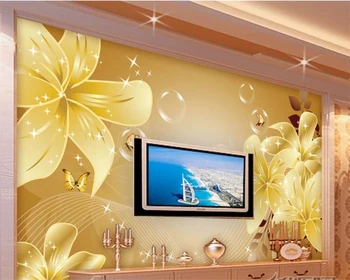 beibehang Užsakymą tapetai, 3d foto freskos golden lily TV fono sienos kambarį miegamasis freskos papel de parede 3d tapetai