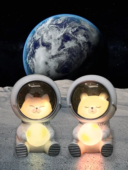 LED Astronautas Naktį Šviesos Miegamajame, Naktiniai staleliai, Lempa Gimtadienio šventinių Dovanų Kūrybos Mielas Pet Galaxy Globėjas Animacinių filmų Papuošalai