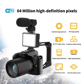 Skaitmeninės Fotografijos Kamera 4K WIFI, Web Cam Derliaus Vlog Vaizdo įrašymo 64MP Vaizdo Kameros Zoom Dienoraščių Fotoaparatas