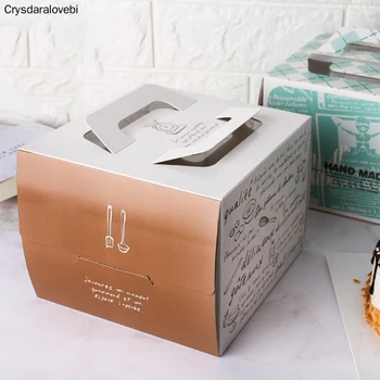 10vnt Chaki 4 Colių Cake Box Skaidri Atidaryti Langą Nešiojamų Sluoksniuotos Sausainiai, Šokoladas, Kepimo Pakuotės Kartoninė Gimtadienis