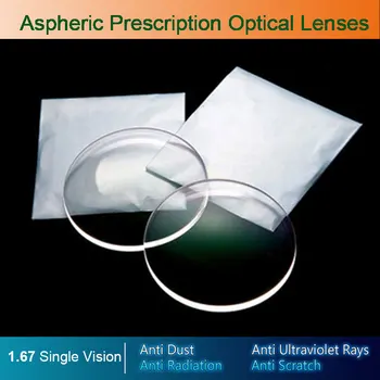 1.67 Vieną Viziją Asferiniai Optiniai Akinių Receptą Lęšius UV400 Anti-radiacijos AR Lakas Akinių Lęšiai, Akiniai