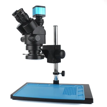 7X-45X vienu metu-Židinio Stereo Microscopio Trinokulinis Mikroskopas USB HDMI Suderinamus Vaizdo Skaitmeninio Fotoaparato LED Šviesos Telefonu Remontas